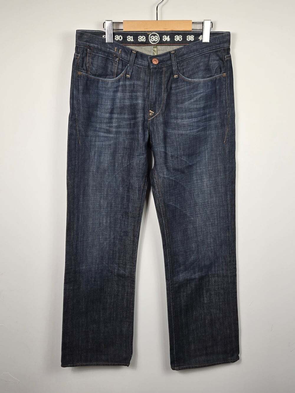 Earnest Sewn Fulton Men’s 33 X 30 Dark Wash Straight Leg Jeans Made USA - Picture 11 of 16